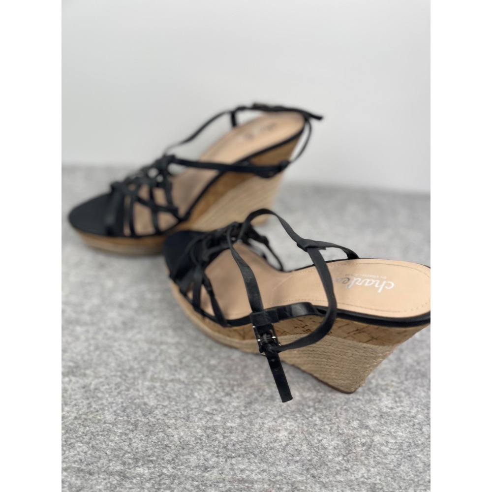 Charles by Charles David Espadrille wedge high heels, black, women's size 8.5 - Picture 12 of 14